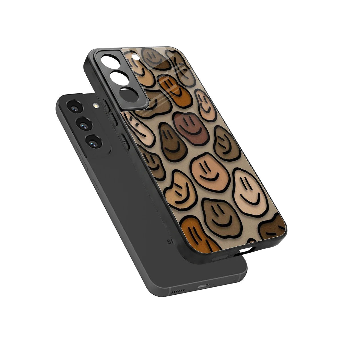 Toasty Brown Smileys sleek samsung galaxy s22 cover with tempered glass back and TPU edges