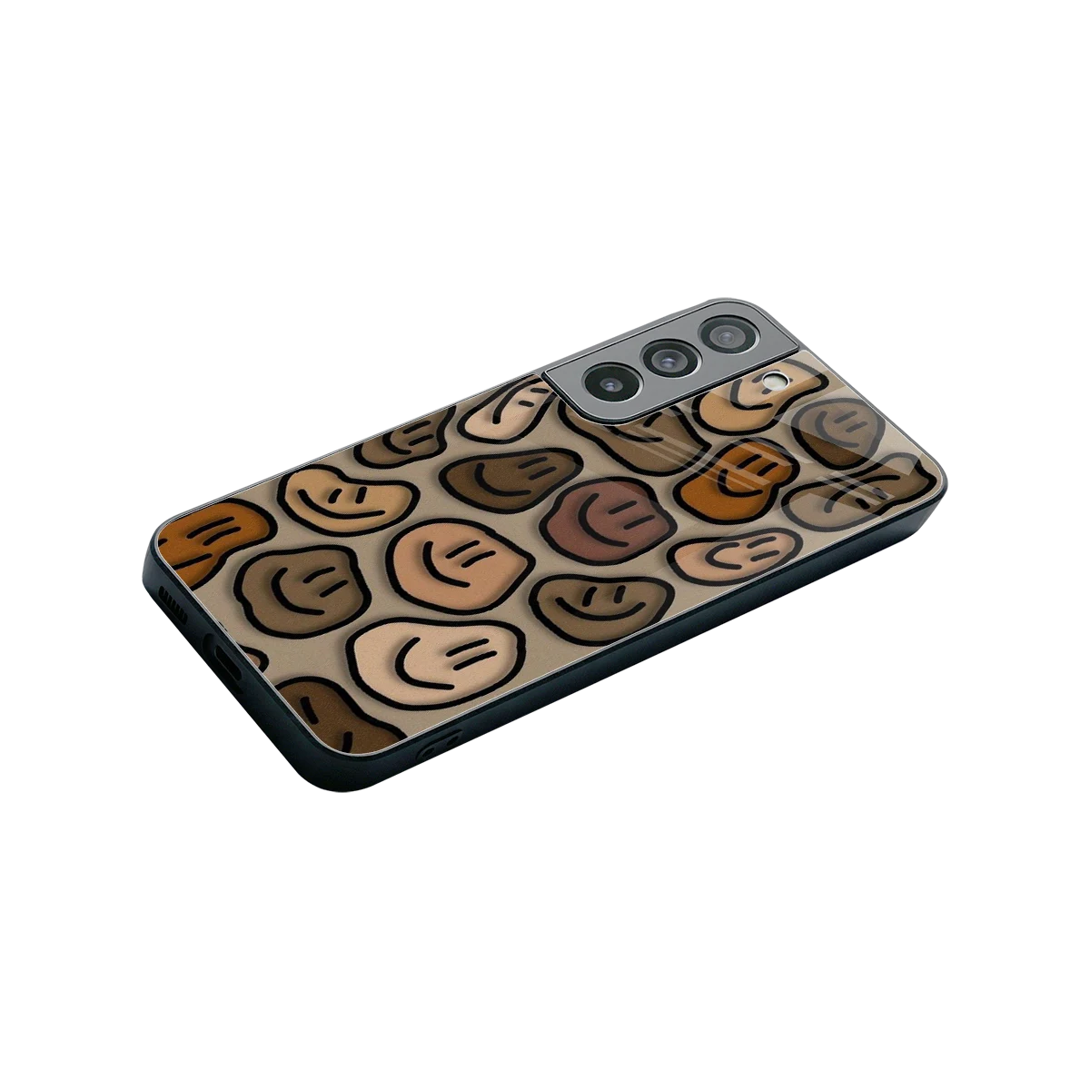Toasty Brown Smileys stylish phone case for samsung galaxy s22 | glossy glass and slim fit