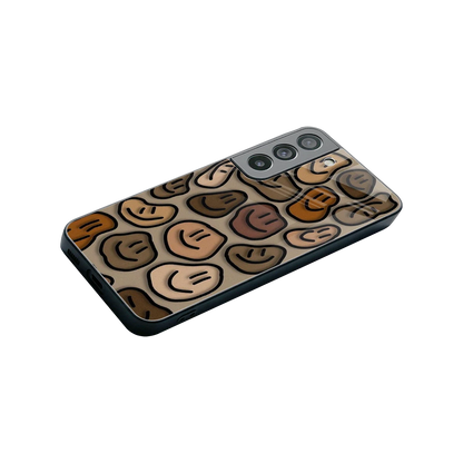 Toasty Brown Smileys stylish phone case for samsung galaxy s22 | glossy glass and slim fit
