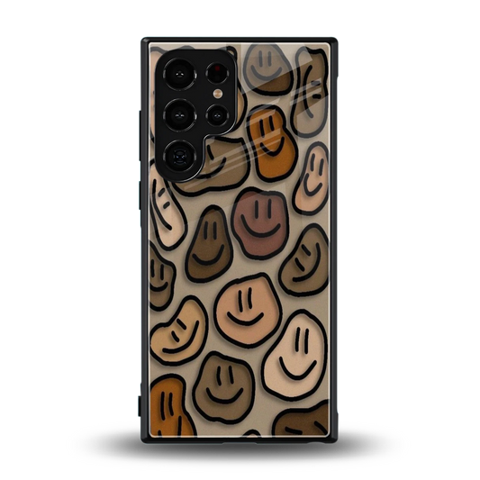 Toasty Brown Smileys back phone cover | glass case for samsung galaxy s23 ultra