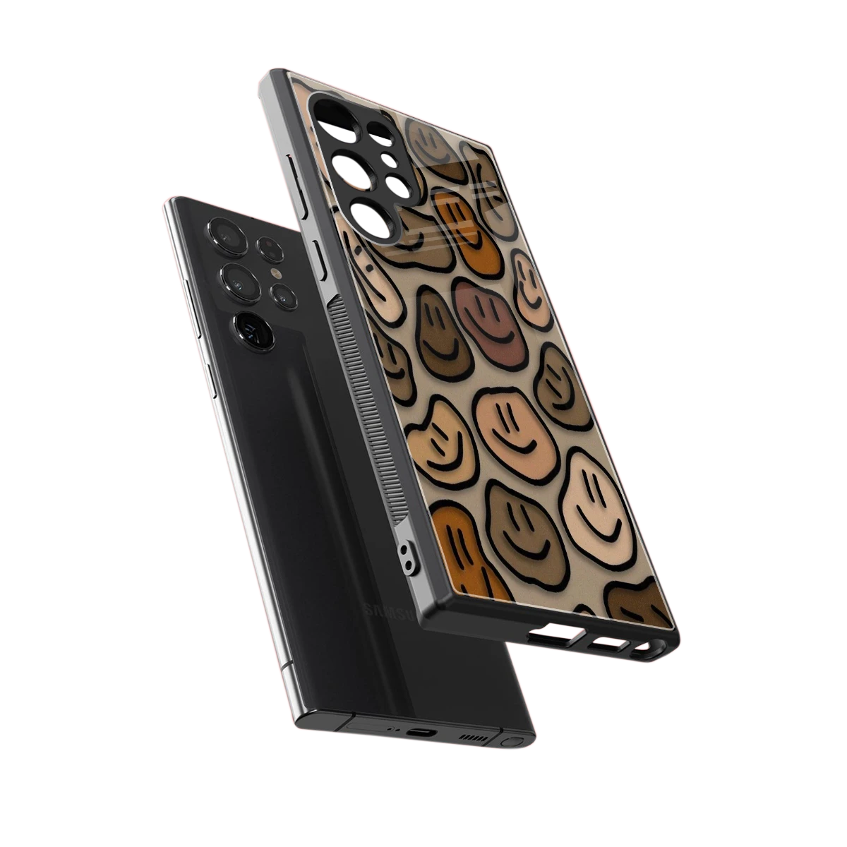 Toasty Brown Smileys sleek samsung galaxy s24 ultra cover with tempered glass back and TPU edges
