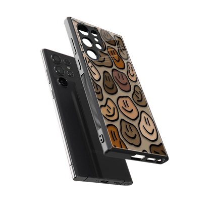 Toasty Brown Smileys sleek samsung galaxy s24 ultra cover with tempered glass back and TPU edges