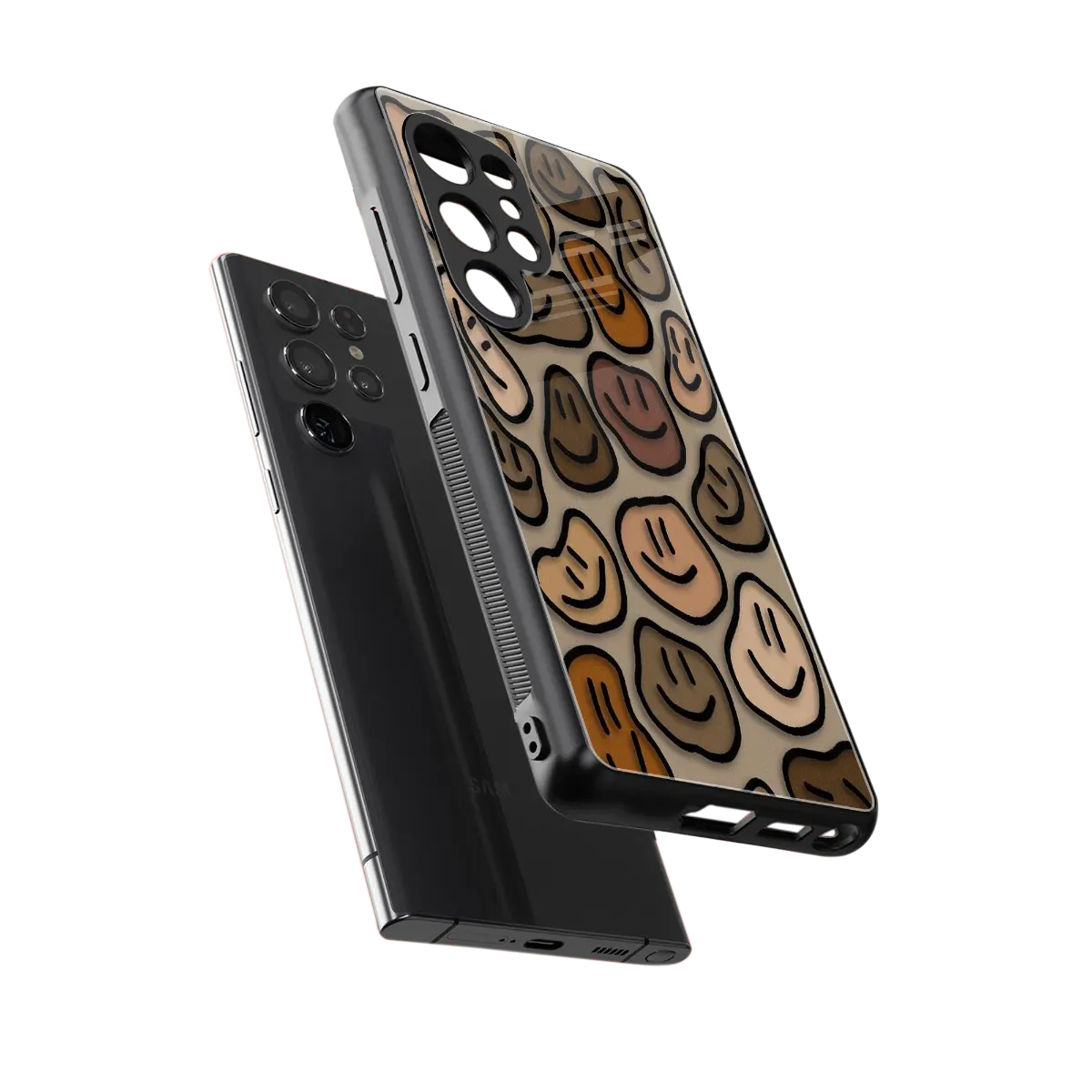 Toasty Brown Smileys sleek samsung galaxy s25 ultra cover with tempered glass back and TPU edges