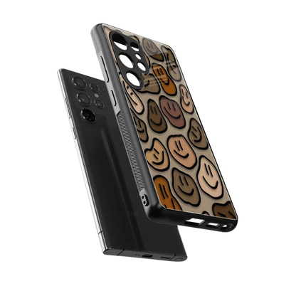Toasty Brown Smileys sleek samsung galaxy s25 ultra cover with tempered glass back and TPU edges