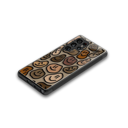 Toasty Brown Smileys stylish phone case for samsung galaxy s25 ultra | glossy glass and slim fit