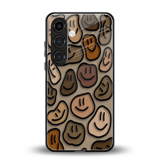 Toasty Brown Smileys back phone cover | glass case for samsung galaxy s23 fe