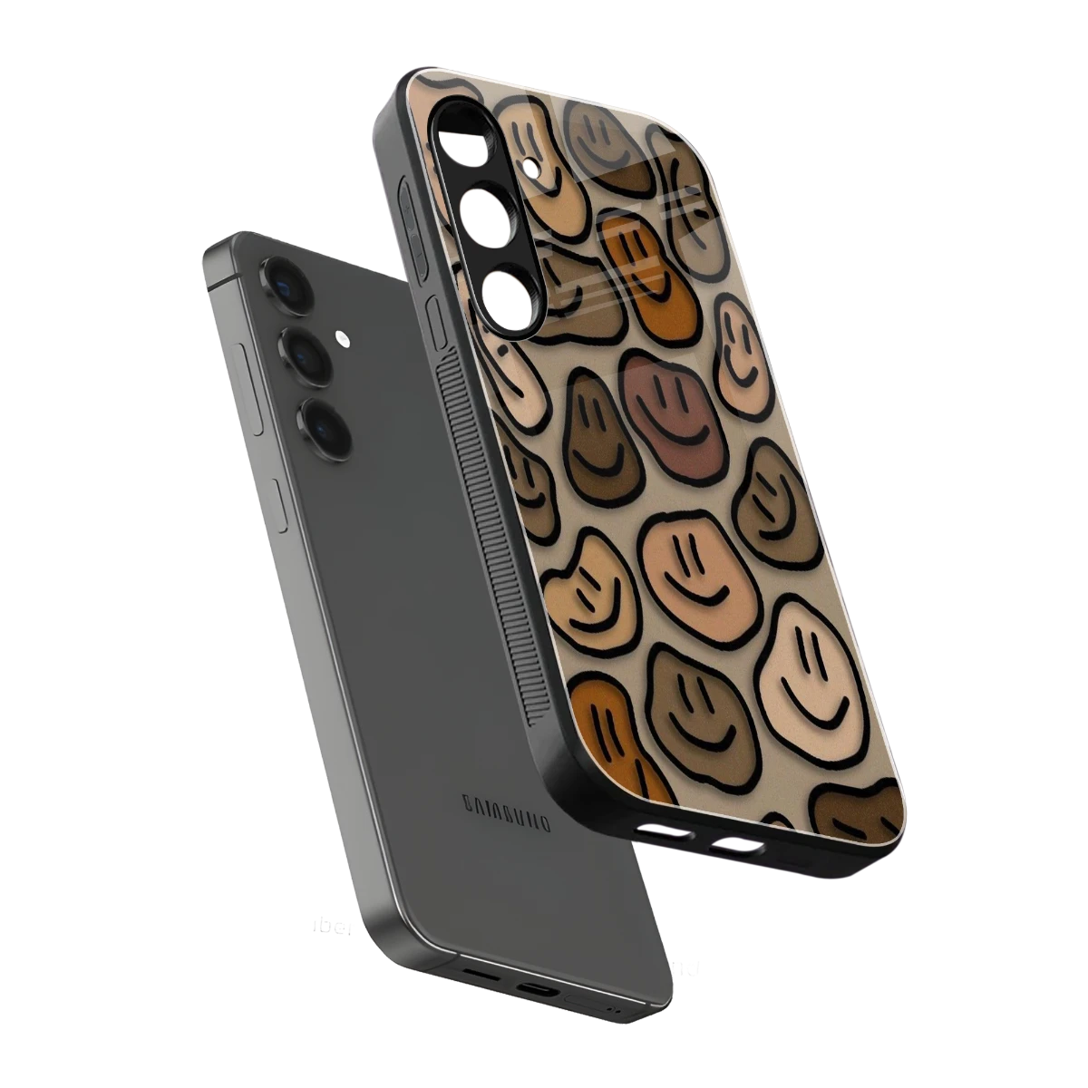 Toasty Brown Smileys sleek samsung galaxy s24 fe cover with tempered glass back and TPU edges