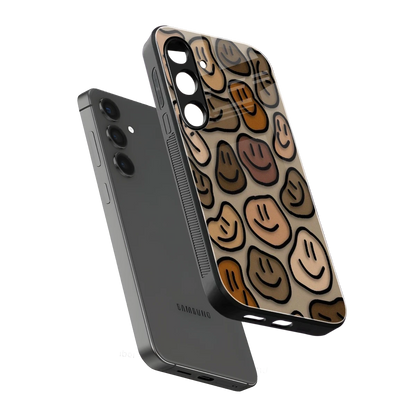Toasty Brown Smileys sleek samsung galaxy s24 fe cover with tempered glass back and TPU edges