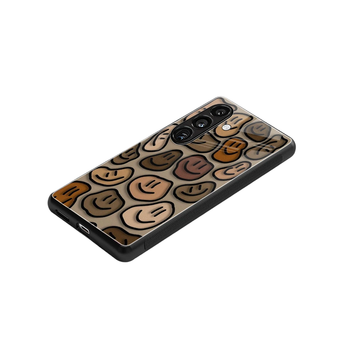 Toasty Brown Smileys stylish phone case for samsung galaxy s24 fe | glossy glass and slim fit