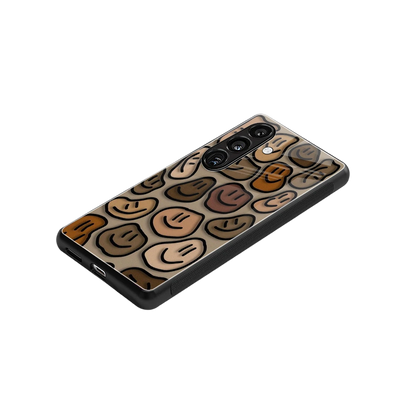 Toasty Brown Smileys stylish phone case for samsung galaxy s24 fe | glossy glass and slim fit
