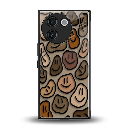 Toasty Brown Smileys back phone cover | glass case for vivo v30e