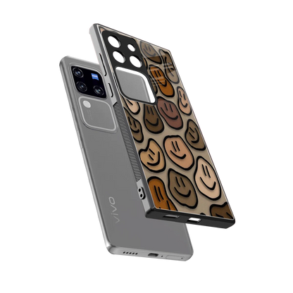 Toasty Brown Smileys sleekvivo v30 pro cover with tempered glass back and TPU edges