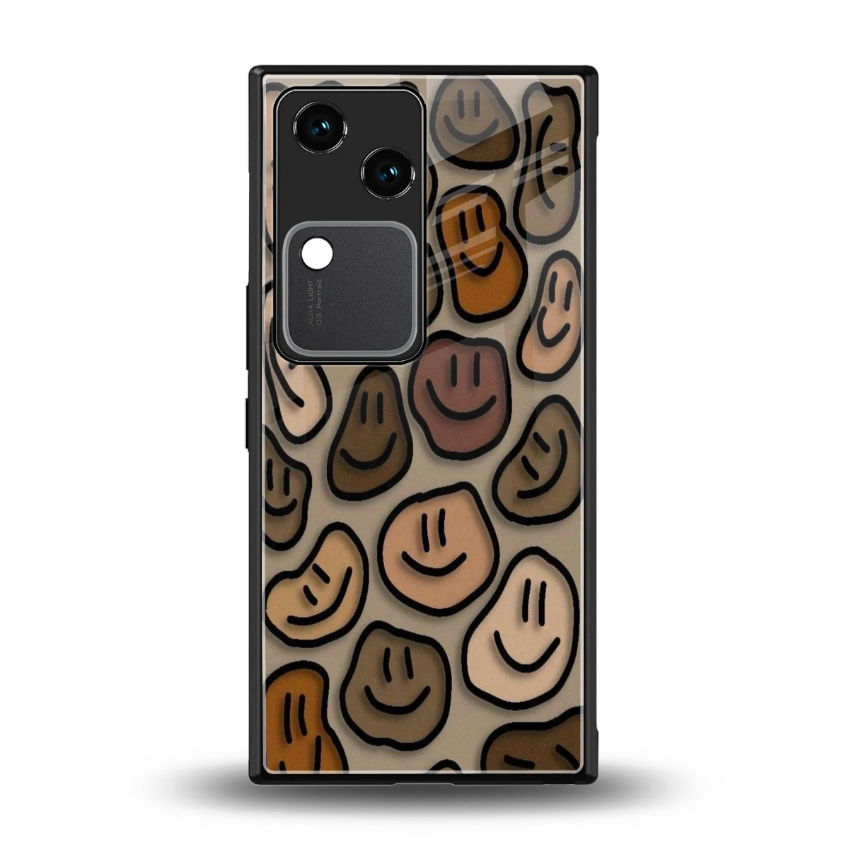 Toasty Brown Smileys back phone cover | glass case for vivo v30