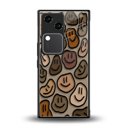 Toasty Brown Smileys back phone cover | glass case for vivo v30