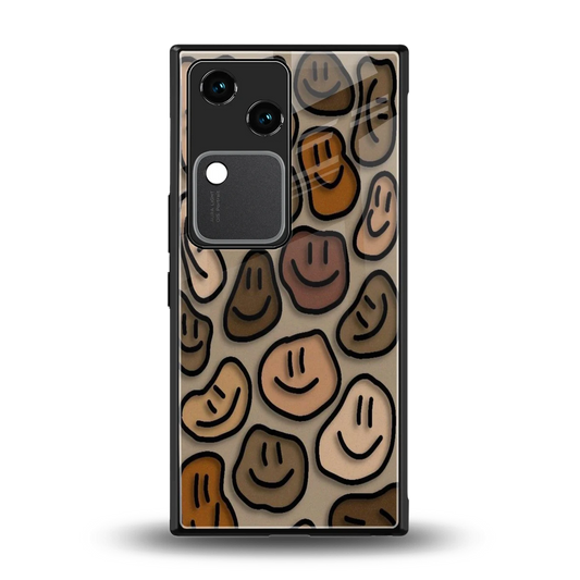 Toasty Brown Smileys back phone cover | glass case for vivo v30