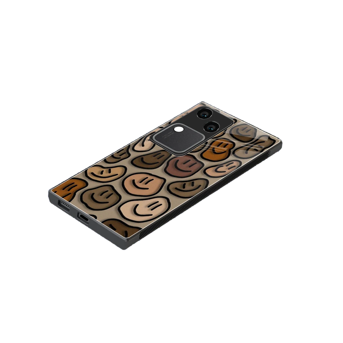 Toasty Brown Smileys stylish phone case for vivo v30 | glossy glass and slim fit
