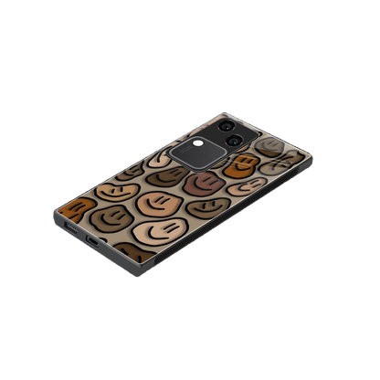 Toasty Brown Smileys stylish phone case for vivo v30 | glossy glass and slim fit