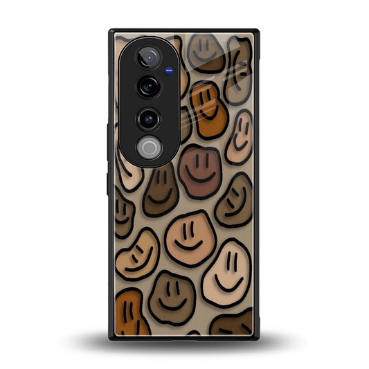 Toasty Brown Smileys back phone cover | glass case for vivo v40 pro