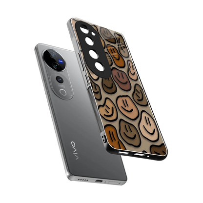 Toasty Brown Smileys sleek vivo v40 pro cover with tempered glass back and TPU edges
