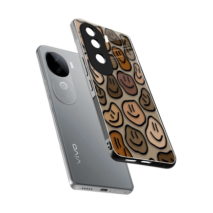 Toasty Brown Smileys sleek vivo v40e cover with tempered glass back and TPU edges