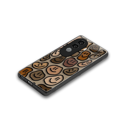 Toasty Brown Smileys stylish phone case for vivo v40e | glossy glass and slim fit