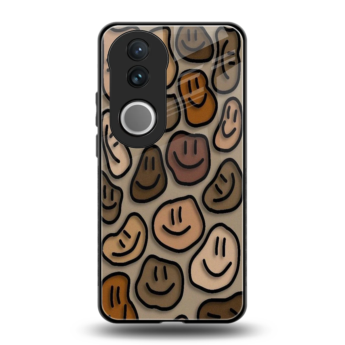 Toasty Brown Smileys back phone cover | glass case for vivo v50