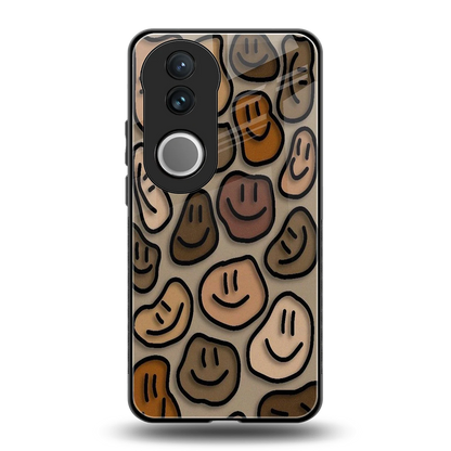 Toasty Brown Smileys back phone cover | glass case for vivo v50