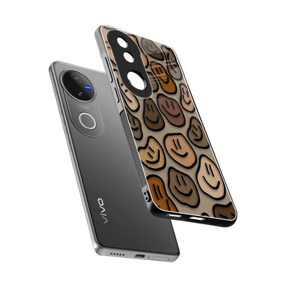 Toasty Brown Smileys sleek vivo v50 cover with tempered glass back and TPU edges