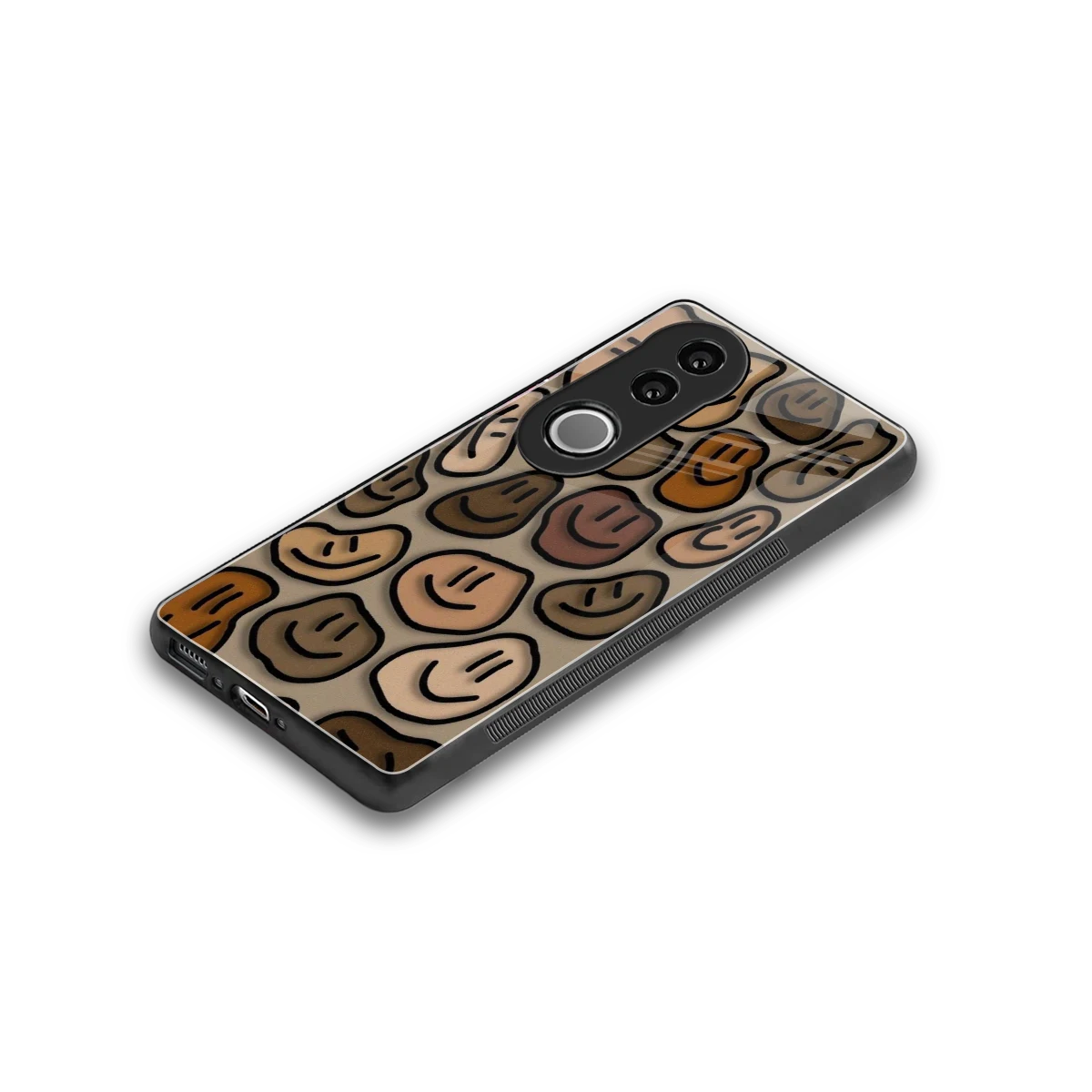 Toasty Brown Smileys stylish phone case for vivo v50 | glossy glass and slim fit
