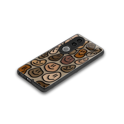 Toasty Brown Smileys stylish phone case for vivo v50 | glossy glass and slim fit