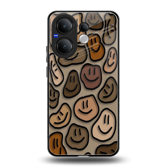 Toasty Brown Smileys back phone cover | glass case for vivo v60