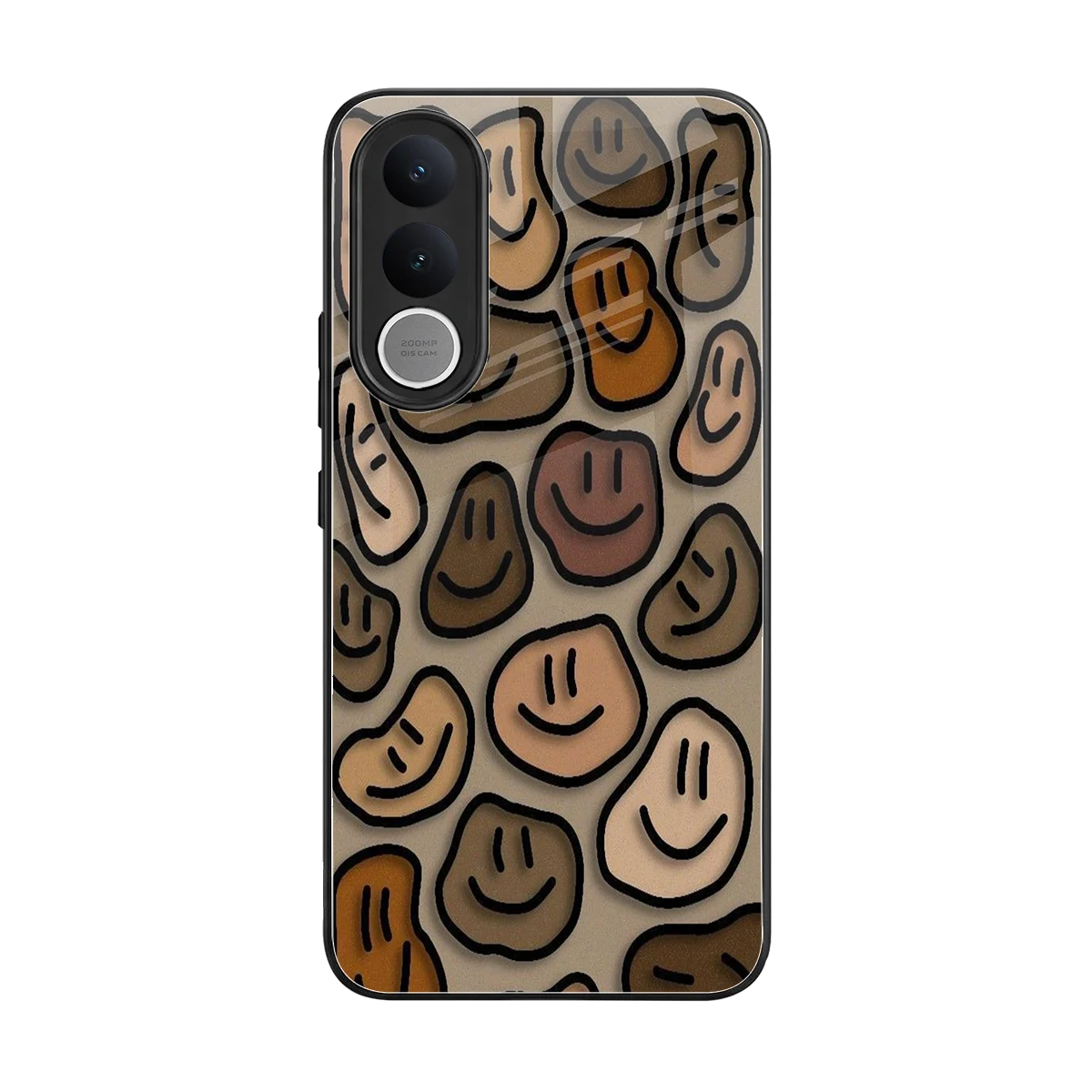 Toasty Brown Smileys back phone cover | glass case for vivo v70 fe