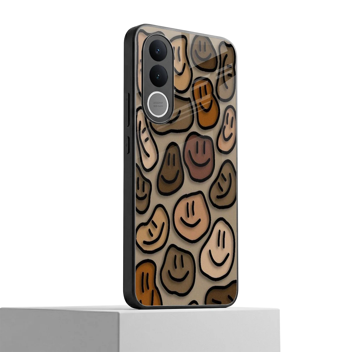 Toasty Brown Smileys vivo v70 fe mobile cover | shockproof glass phone case