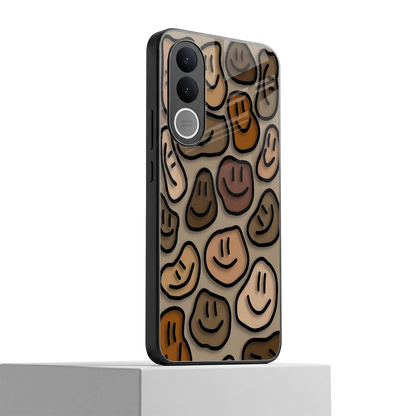 Toasty Brown Smileys vivo v70 fe mobile cover | shockproof glass phone case