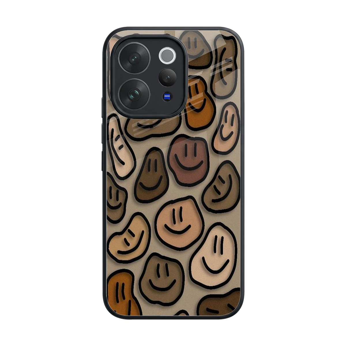Toasty Brown Smileys back phone cover | glass case for vivo v70