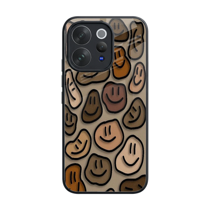 Toasty Brown Smileys back phone cover | glass case for vivo v70 elite