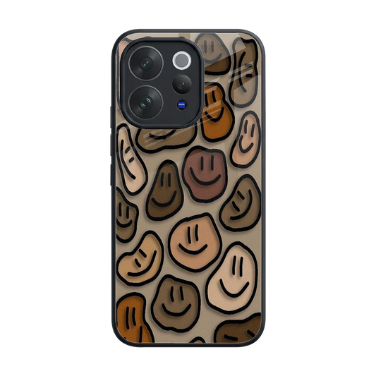 Toasty Brown Smileys back phone cover | glass case for vivo v70 elite