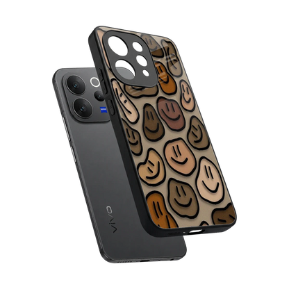 Toasty Brown Smileys sleek vivo v70 cover with tempered glass back and TPU edges