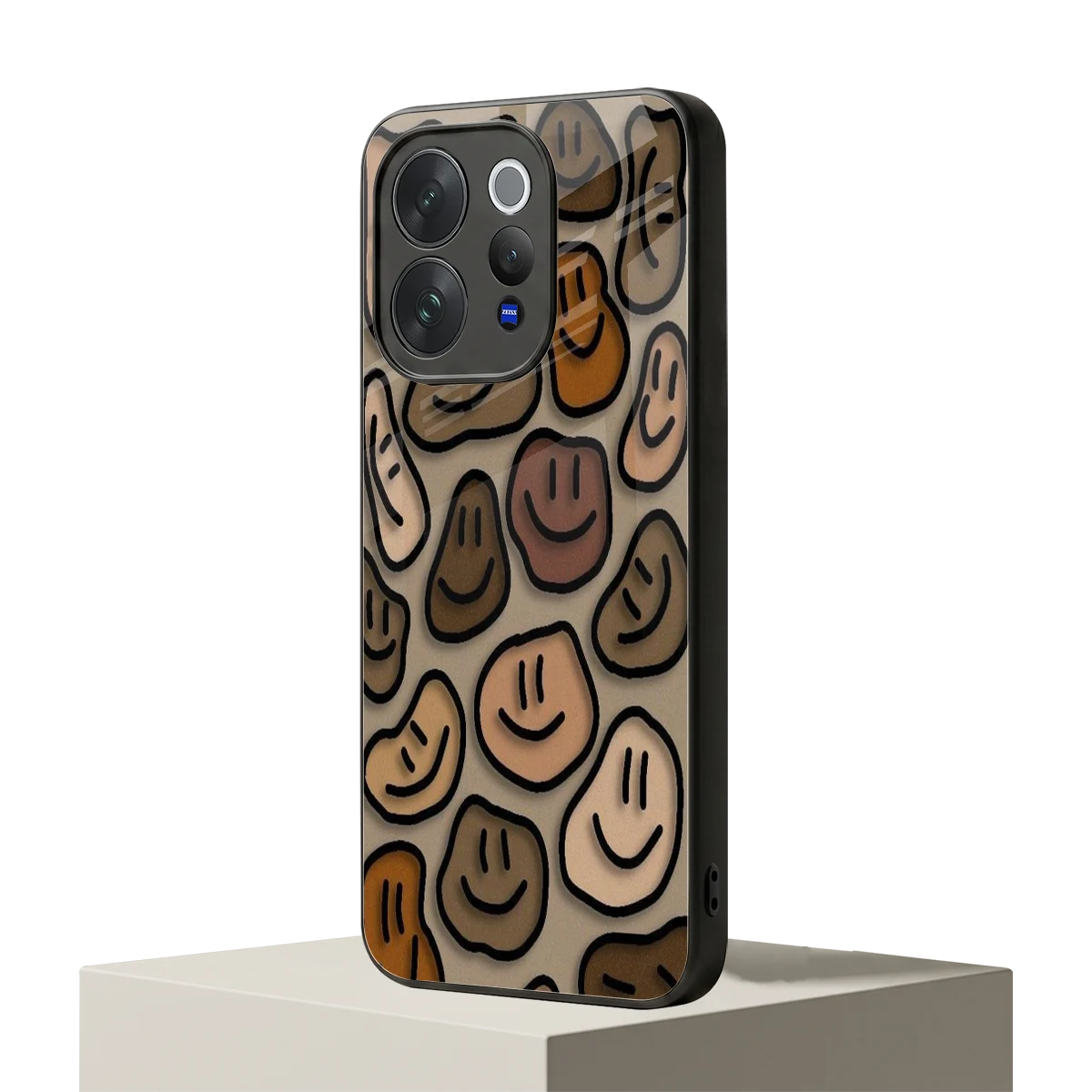 Toasty Brown Smileys vivo v70 elite mobile cover | shockproof glass phone case
