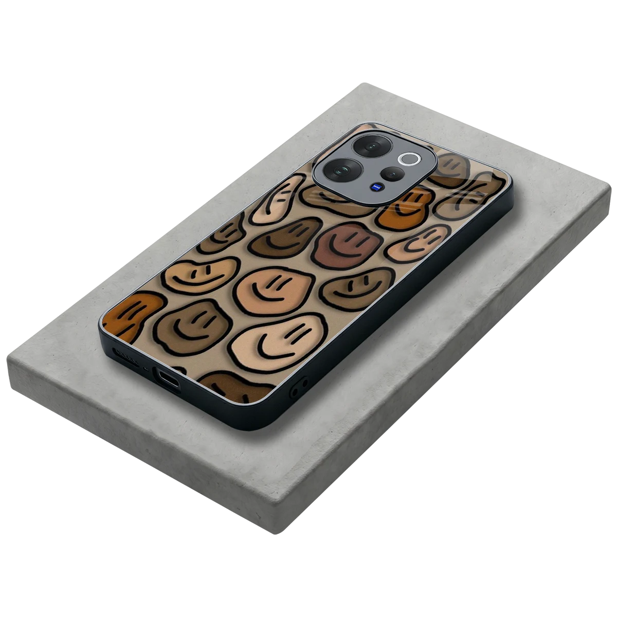 Toasty Brown Smileys stylish phone case for vivo v70 elite | glossy glass and slim fit