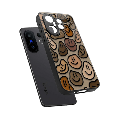 Toasty Brown Smileys sleek vivo x200 fe cover with tempered glass back and TPU edges