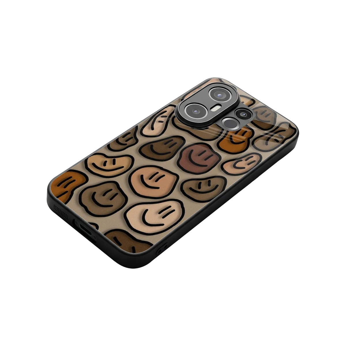 Toasty Brown Smileys stylish phone case for vivo x200 fe | glossy glass and slim fit