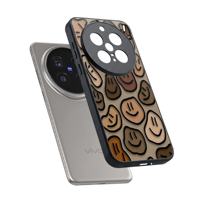 Toasty Brown Smileys sleek vivo x200 pro cover with tempered glass back and TPU edges