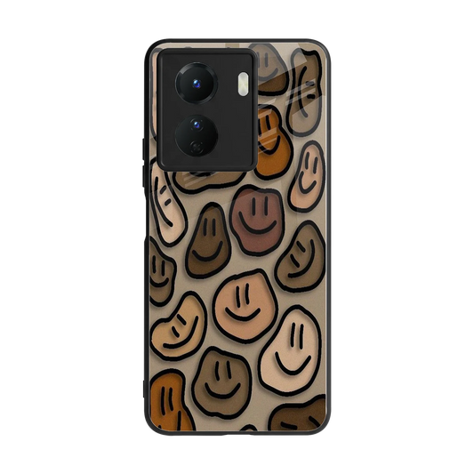 Toasty Brown Smileys back phone cover | glass case for vivo y16