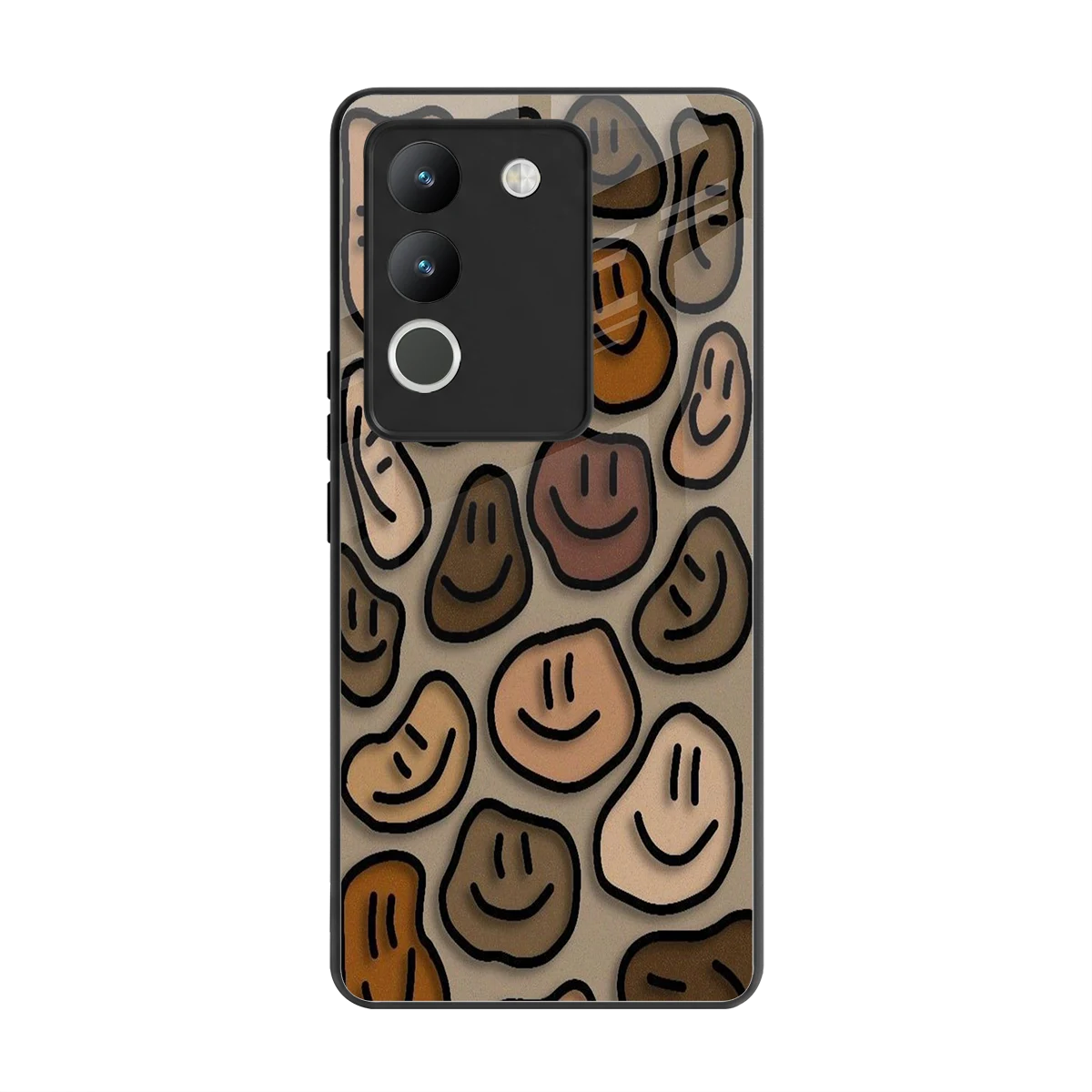 Toasty Brown Smileys back phone cover | glass case for vivo y200 5g