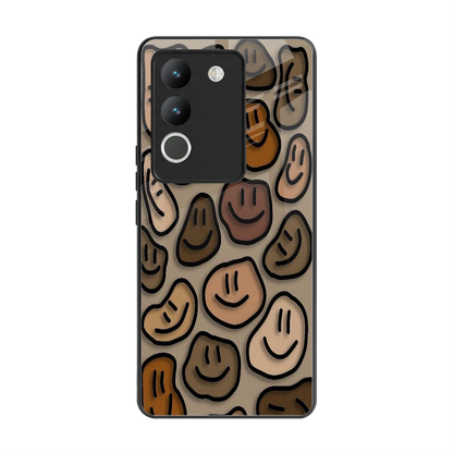 Toasty Brown Smileys back phone cover | glass case for vivo y200 5g