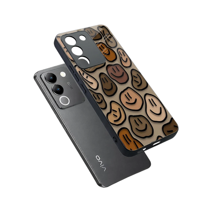 Toasty Brown Smileys sleek vivo y200 5g cover with tempered glass back and TPU edges