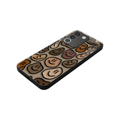Toasty Brown Smileys stylish phone case for vivo y200 5g | glossy glass and slim fit