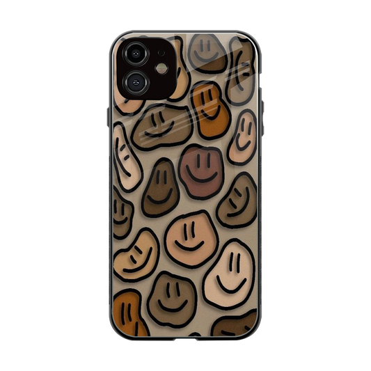 Toasty Brown Smileys back phone cover | glass case for iphone 12