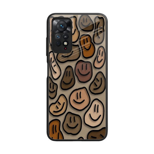 Toasty Brown Smileys back phone cover | glass case for redmi note 11 pro